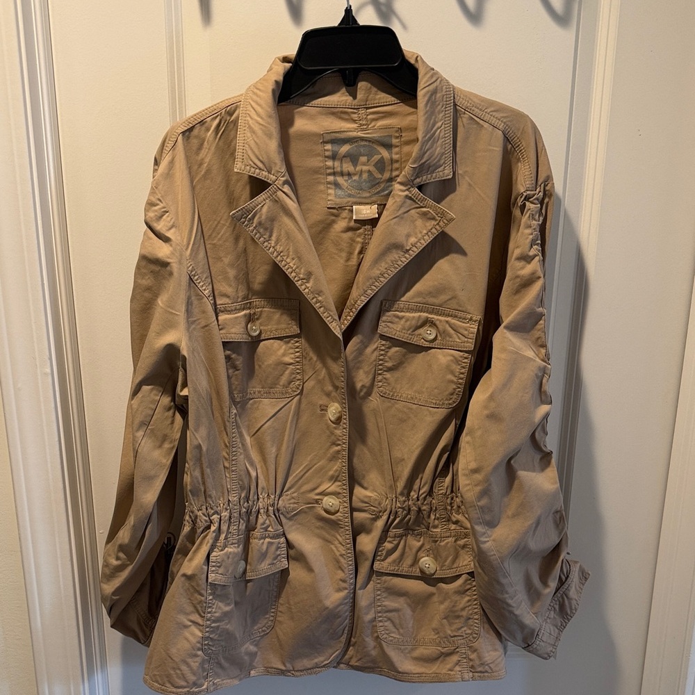 Michael Kors Beige Utility Jacket with Drawstring Waist